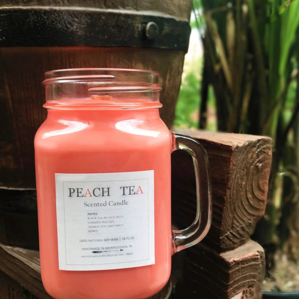 Peach Tea Scented Candle in Mason Jar